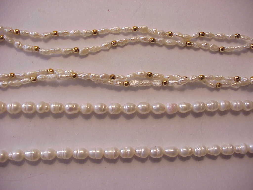 2 FRESH WATER PEARL NECKLACES, SINGLE STRAND 32 IN, OTHER IS 18-1/2 IN