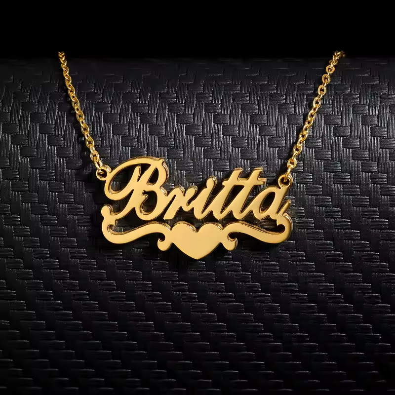 Custom Heart Pendant Name Necklace Fashion Jewelry Stainless Steel Chain Women