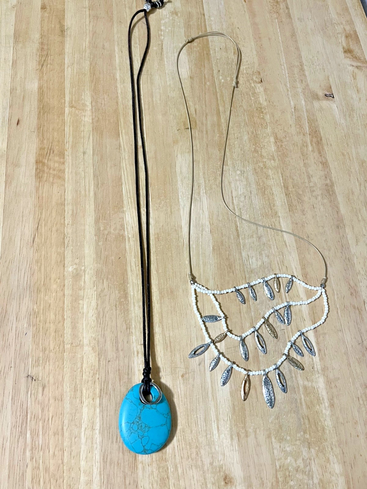 J Jill Boho Fashion Pendant Necklaces Lot of 5 Adjustable 17 in Long Excellent