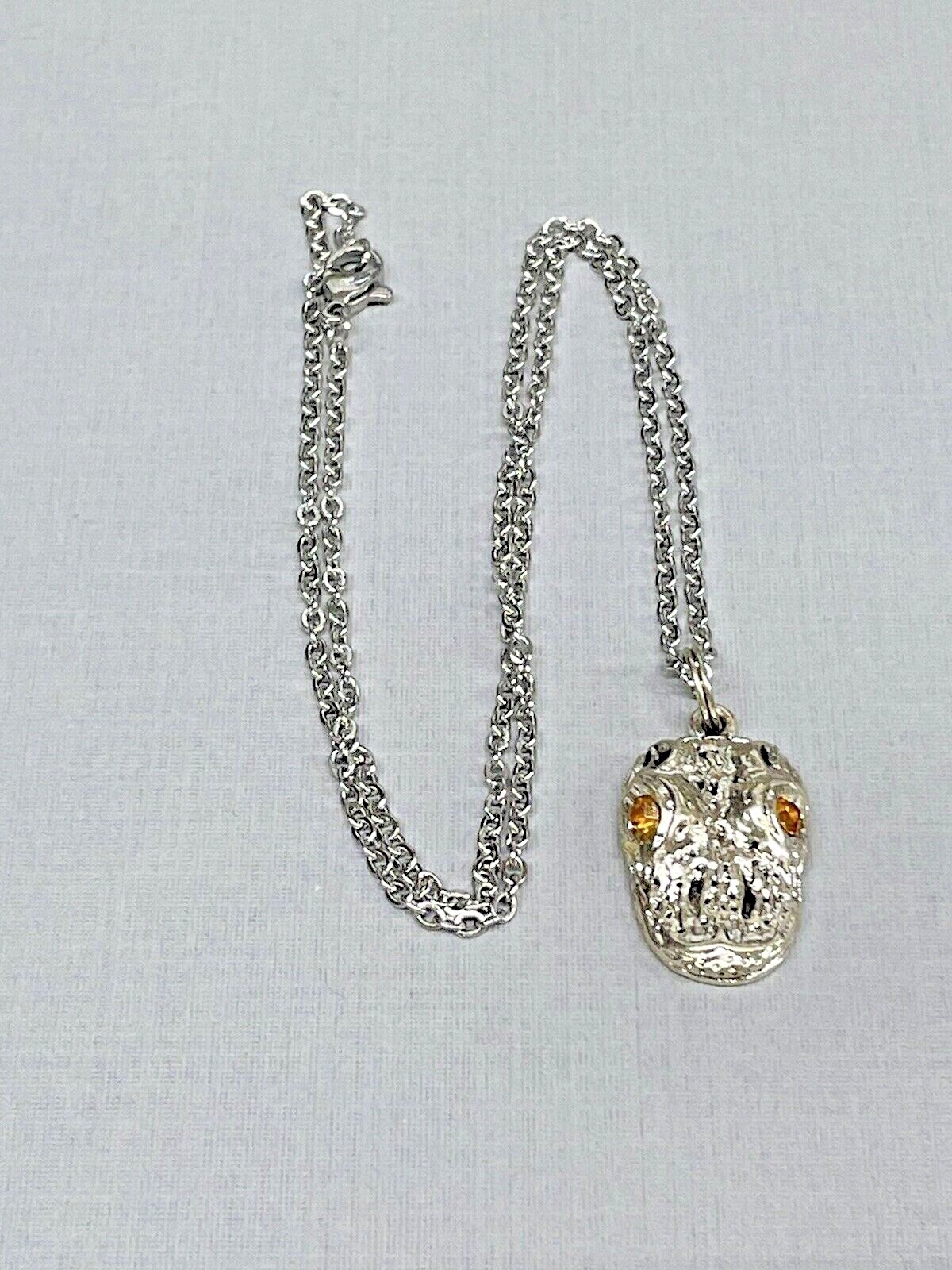 Alligator Gator Silver Sea Life Necklace 18” Stainless Coastal Jewelry NEW