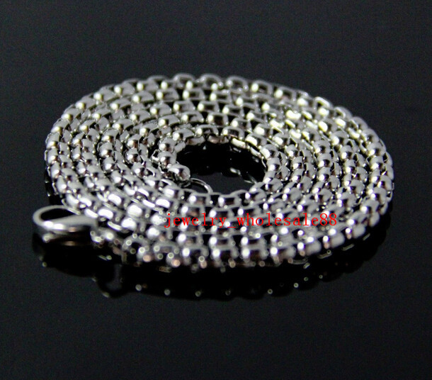 Large 6mm 24 inch Polished Stainless steel Fashion Rolo Box Link Chain Necklace