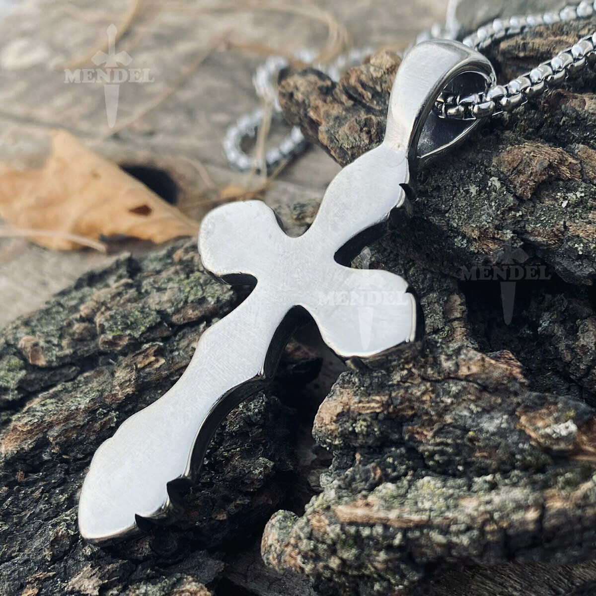 MENDEL Mens Big Large Stainless Steel Gothic Cross Pendant Necklace For Men Boys