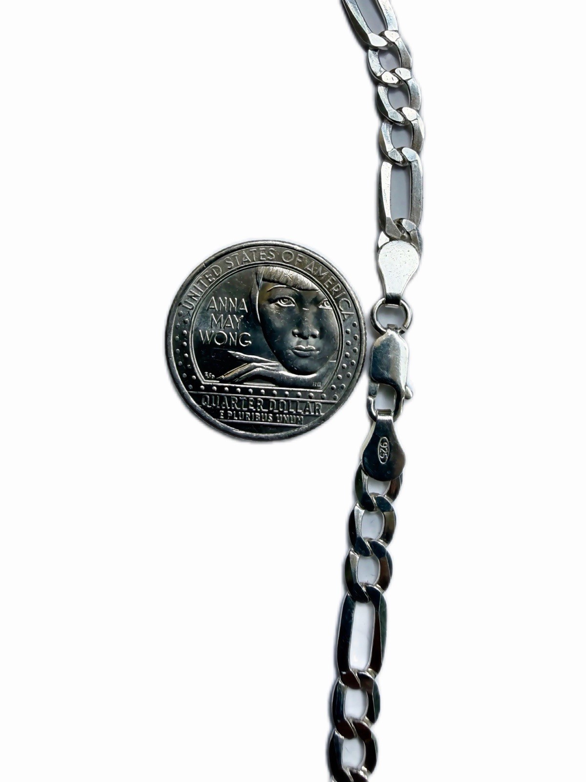 925 Italian Sterling Silver 5mm Figaro Chain Necklace 26in Lobster Clasp.