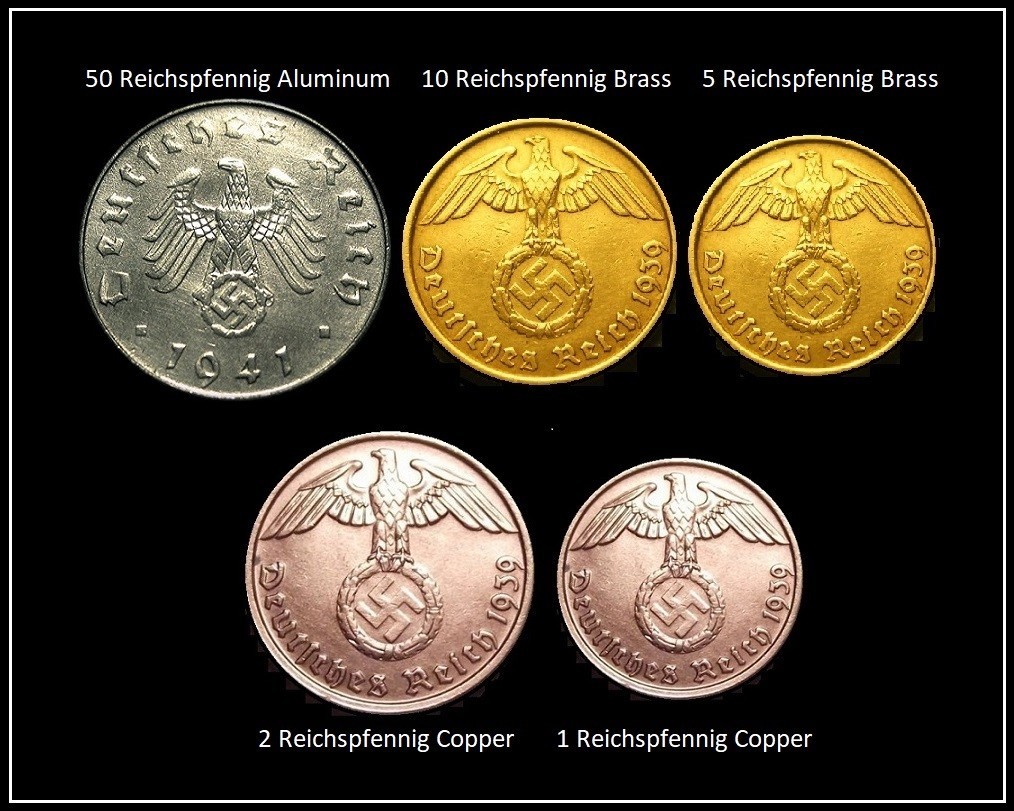 THOUSAND YEAR REICH Necklace – Gold Brass Reichspfennig Coin – WW2 Nazi Germany