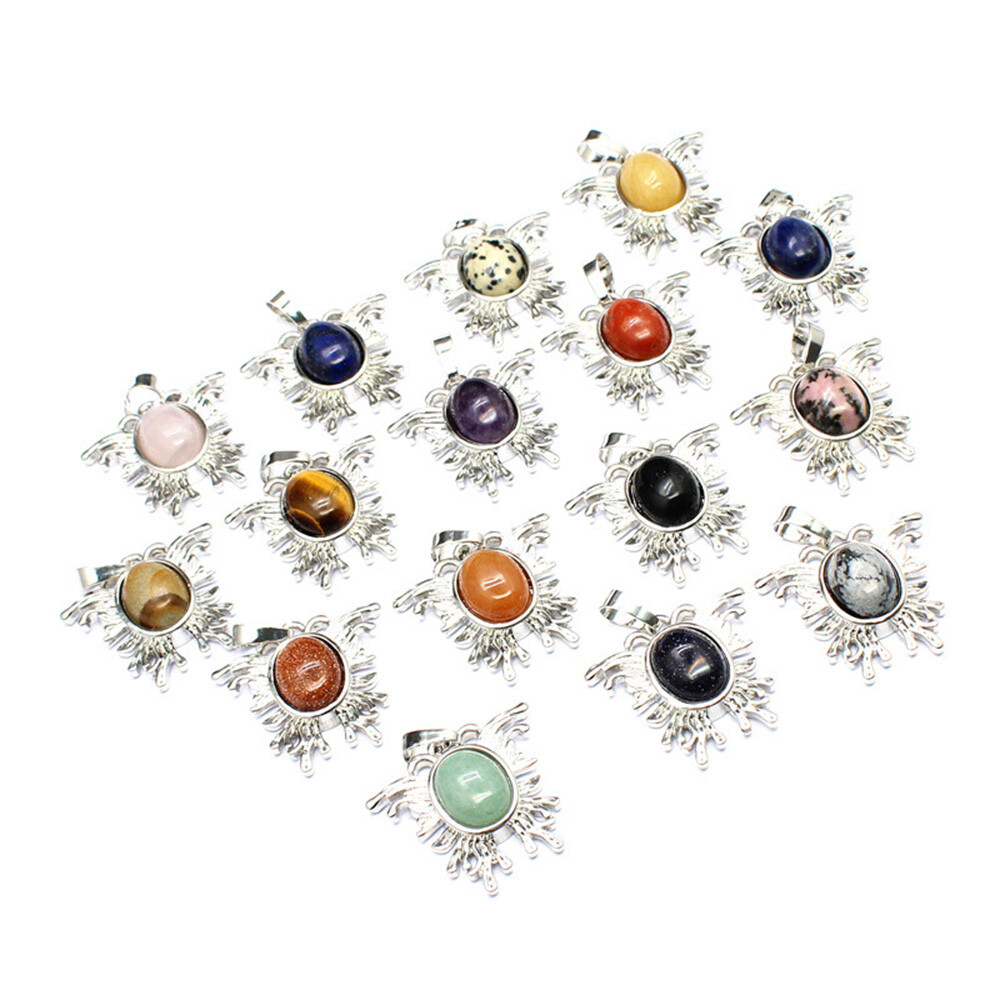1pc Mini Moth Butterfly Shape Pendant Oval Bead Crystal Chakra Gemstone Healing