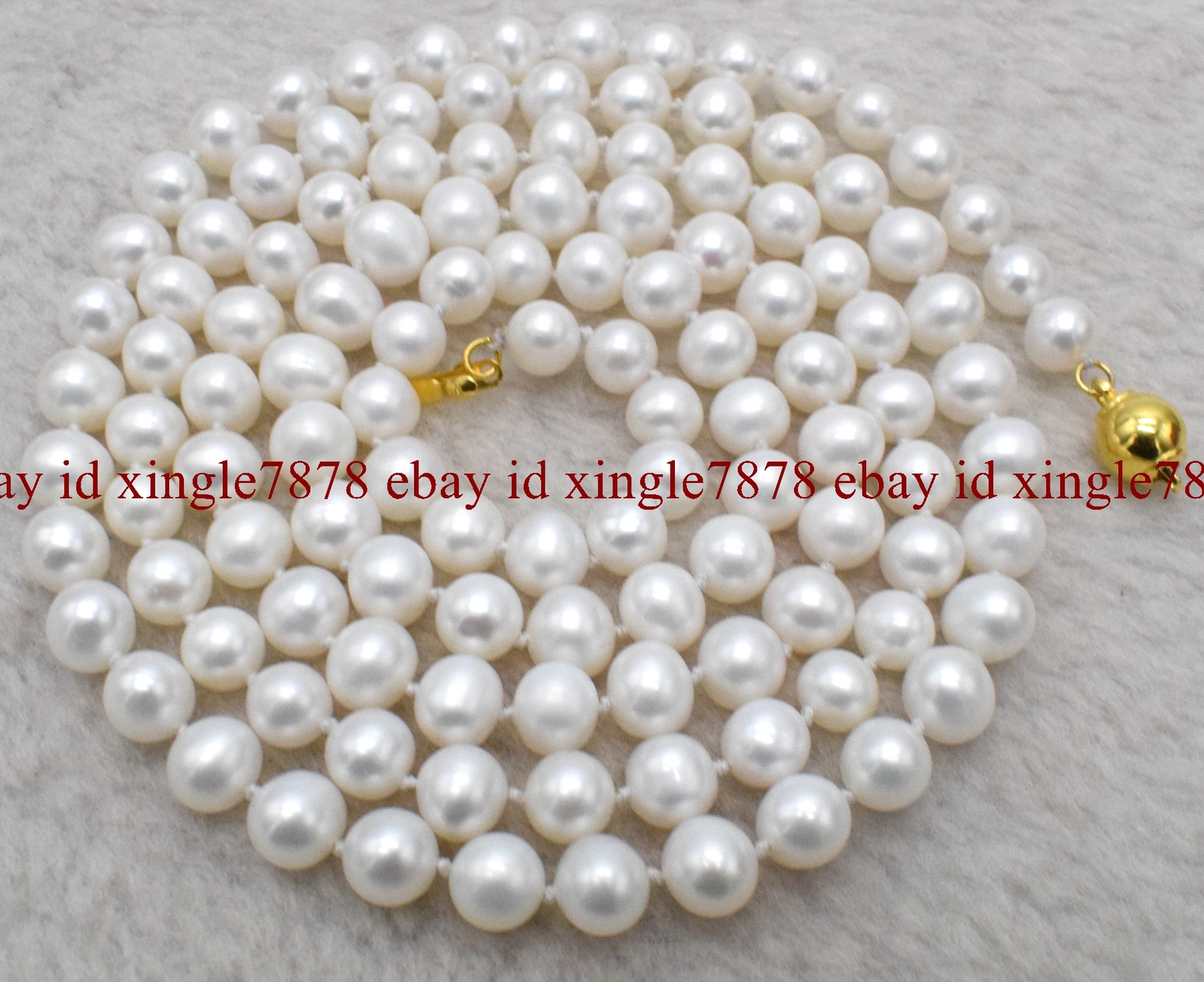 Natural 7-8mm RealWhite Freshwater Cultured Pearl Necklace 18-100″