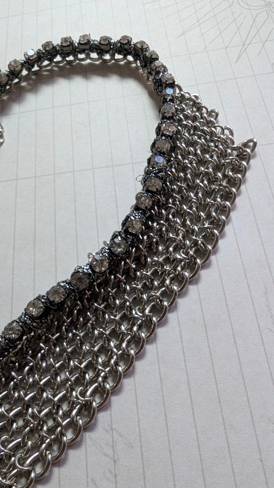 Premier Designs Silver Mesh Bib Necklace Statement Chain Fringe Collar 18″
