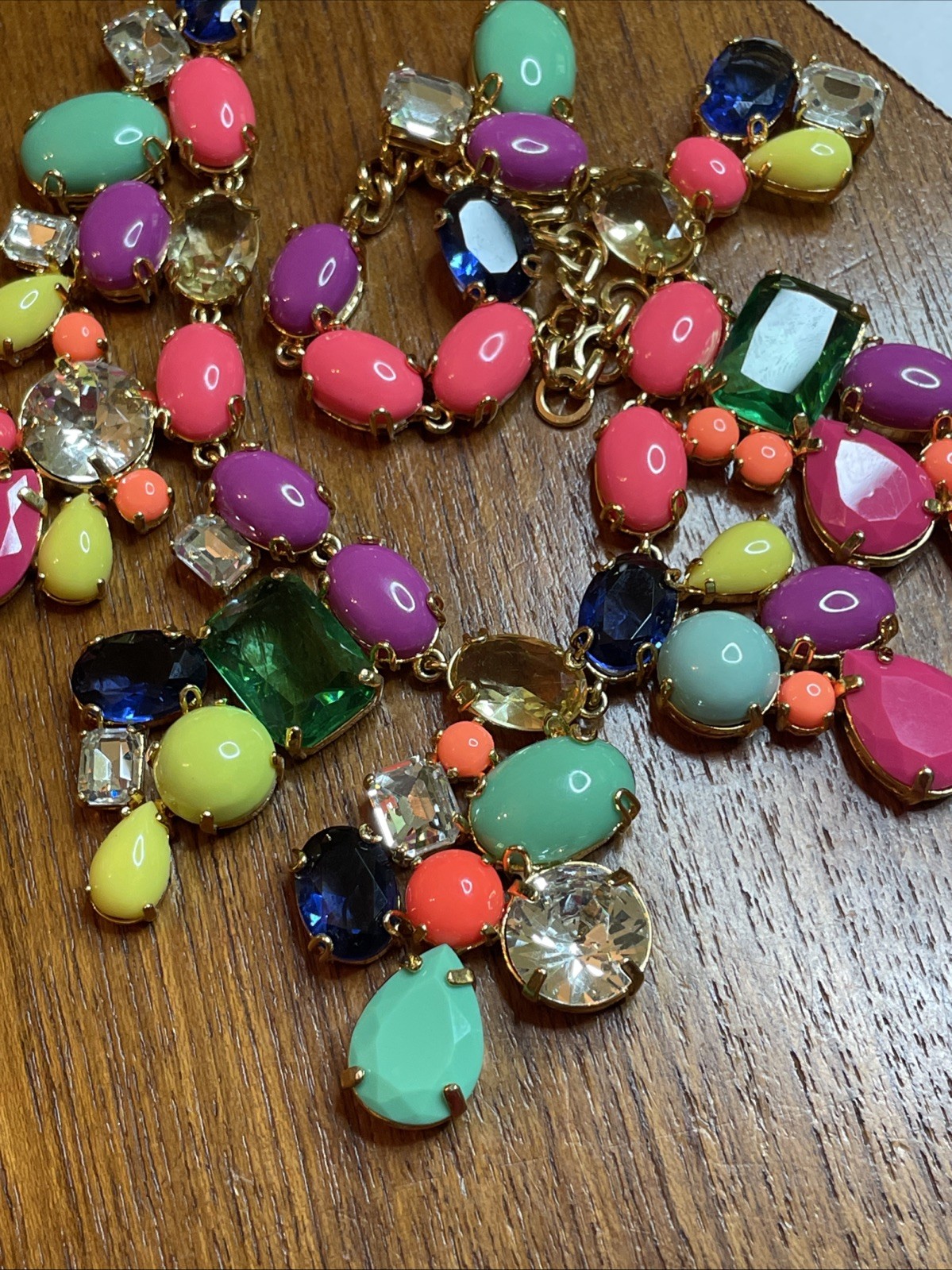 J Crew Bright Color Candy Rainbow Glass And Acrylic Statement Necklace