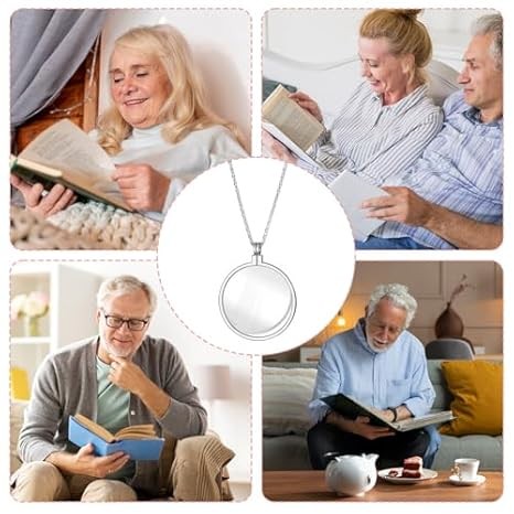 Cobee 5X Magnifying Glass Necklace Monocle, 1.7″ Wearable Lens for Reading