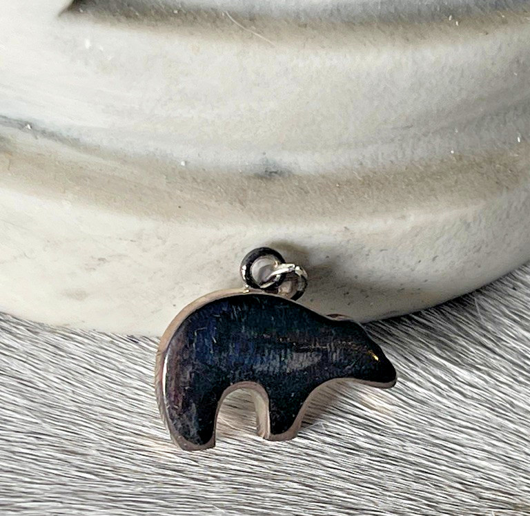 Silver Unisex Bear Pendant 1 x .75 in Silver Small Bail for Chain Polar Grizzly