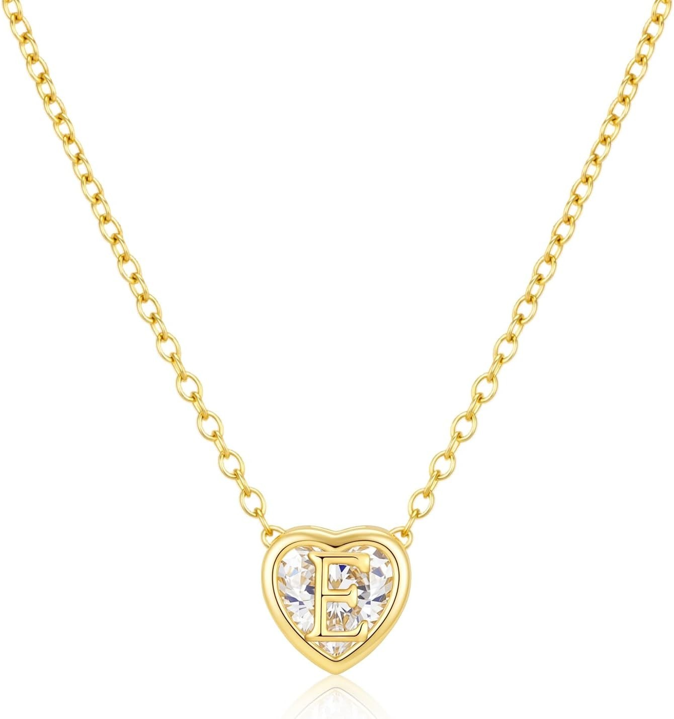 Elegant A-Z Heart Initial Necklace with Cubic Zirconia – Gift-Ready Jewelry