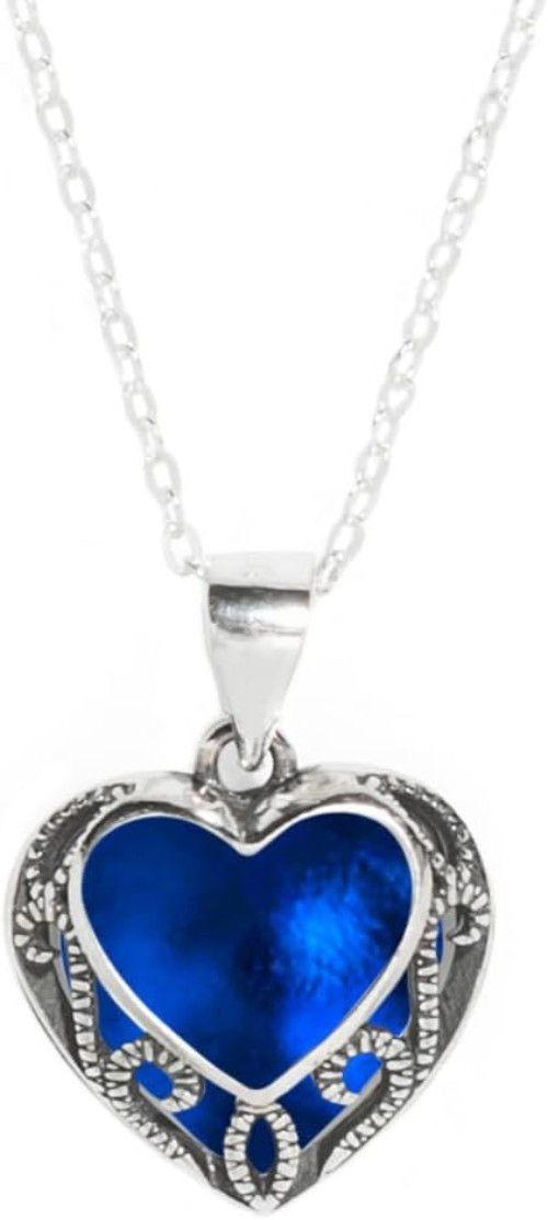 Homespun Hearts Necklace: Handmade Recycled Glass Pendant in Sterling Silver