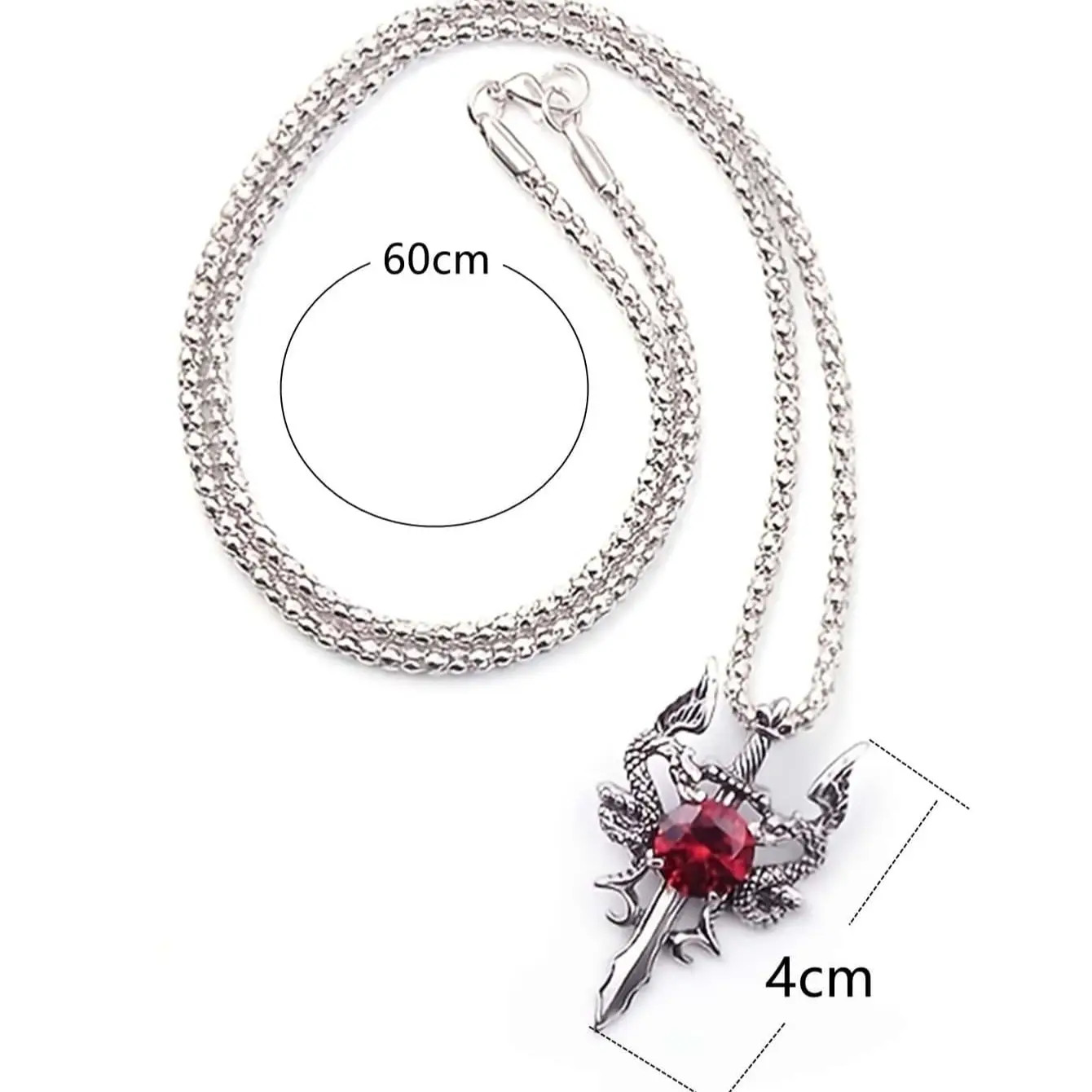 1 Gothic Dragon Water Diamond Long Necklace Men’s Dominant Retro Dragon Necklace