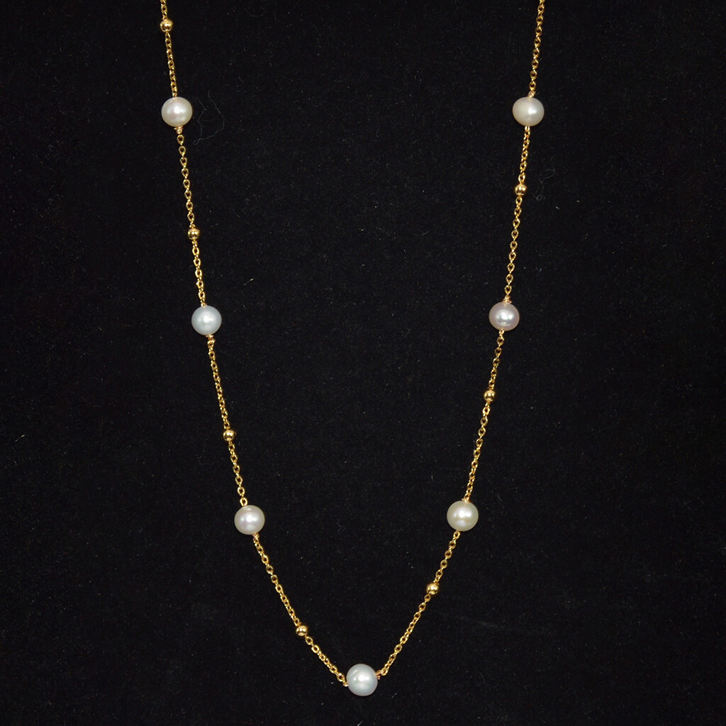 Real Natural 6-7mm White Freshwater Baroque Pearl Chain Necklace 20/32”
