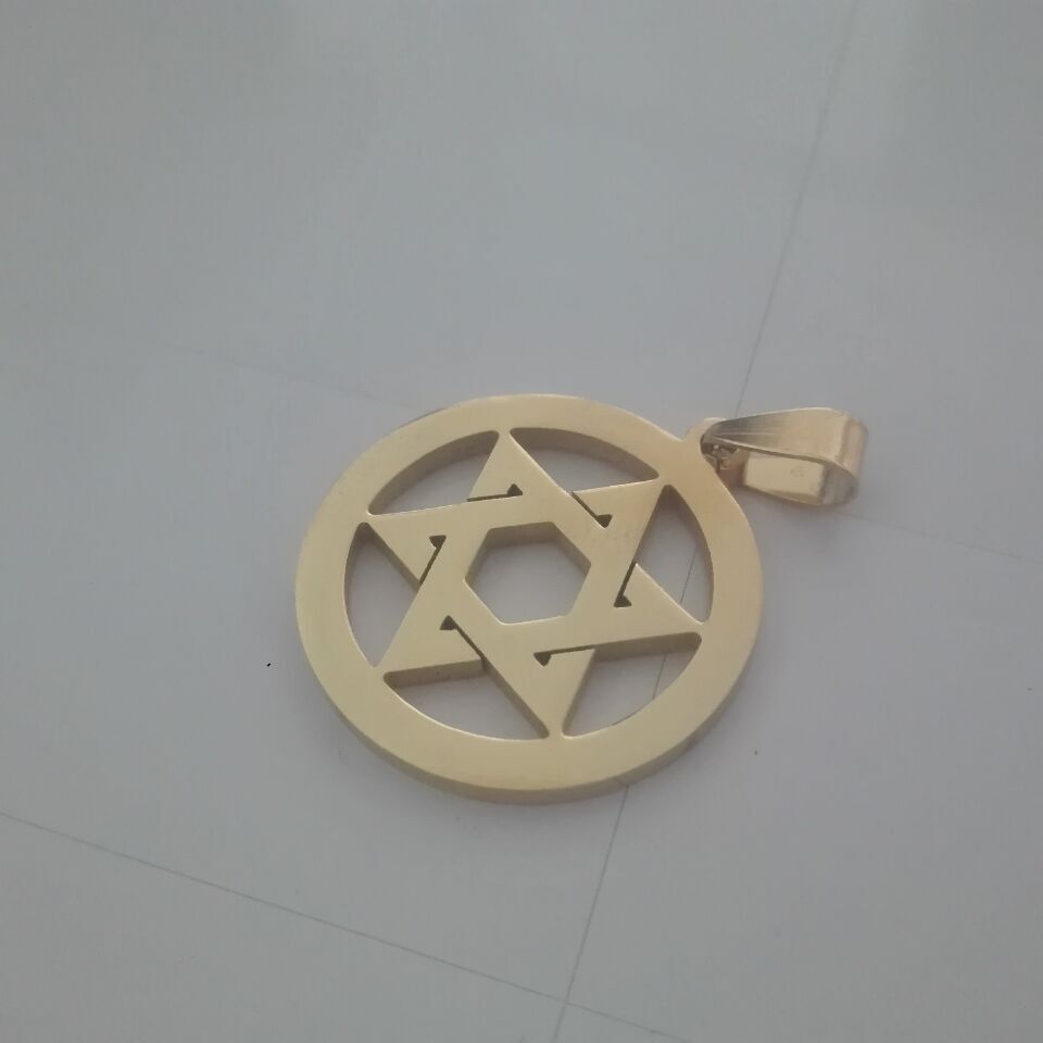 20”-32” 3mm Chain Hip-Hop Stainless steel star of David Pendant Necklace Gold