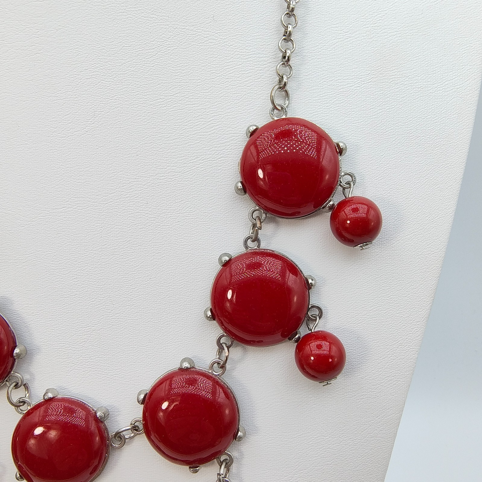 Bold Red Bubble Bib Statement Necklace Y2K Retro Maximalist Chunky Color Pop