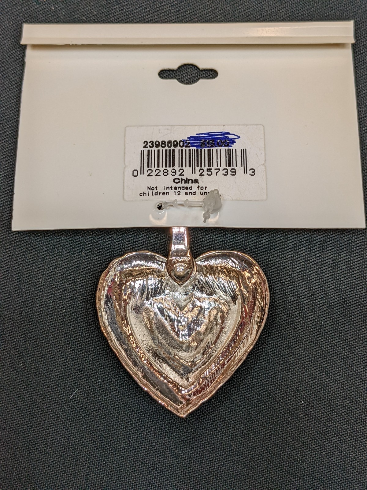 Wearable Art By Roman Silver Tone Rhinestone Heart Pendant Enhancer Charm NWT