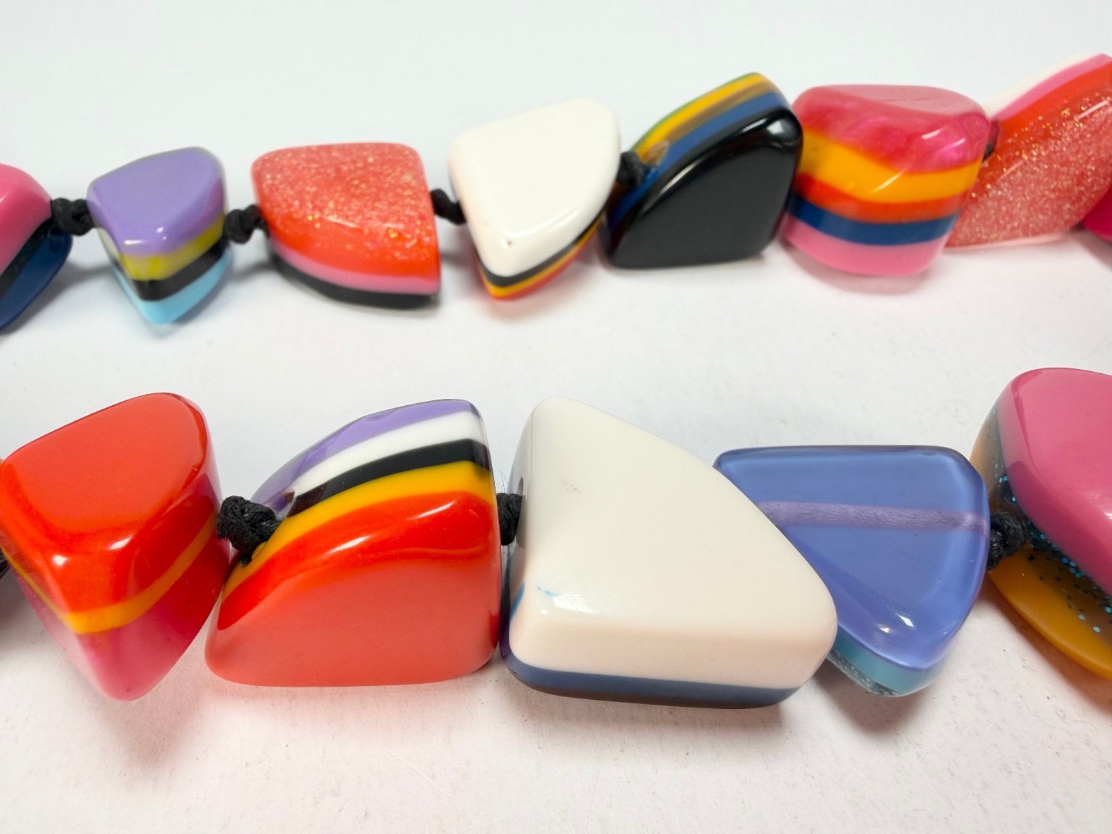 Jackie Brazil “Natural” Pop Art Large Stones 55cm Resin Necklace ( N0378 )