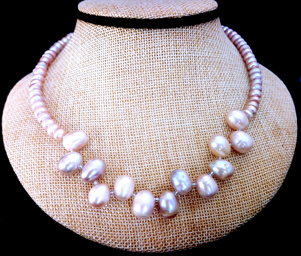 Cushion freshwater pearl side drilled oval pearl choker necklace