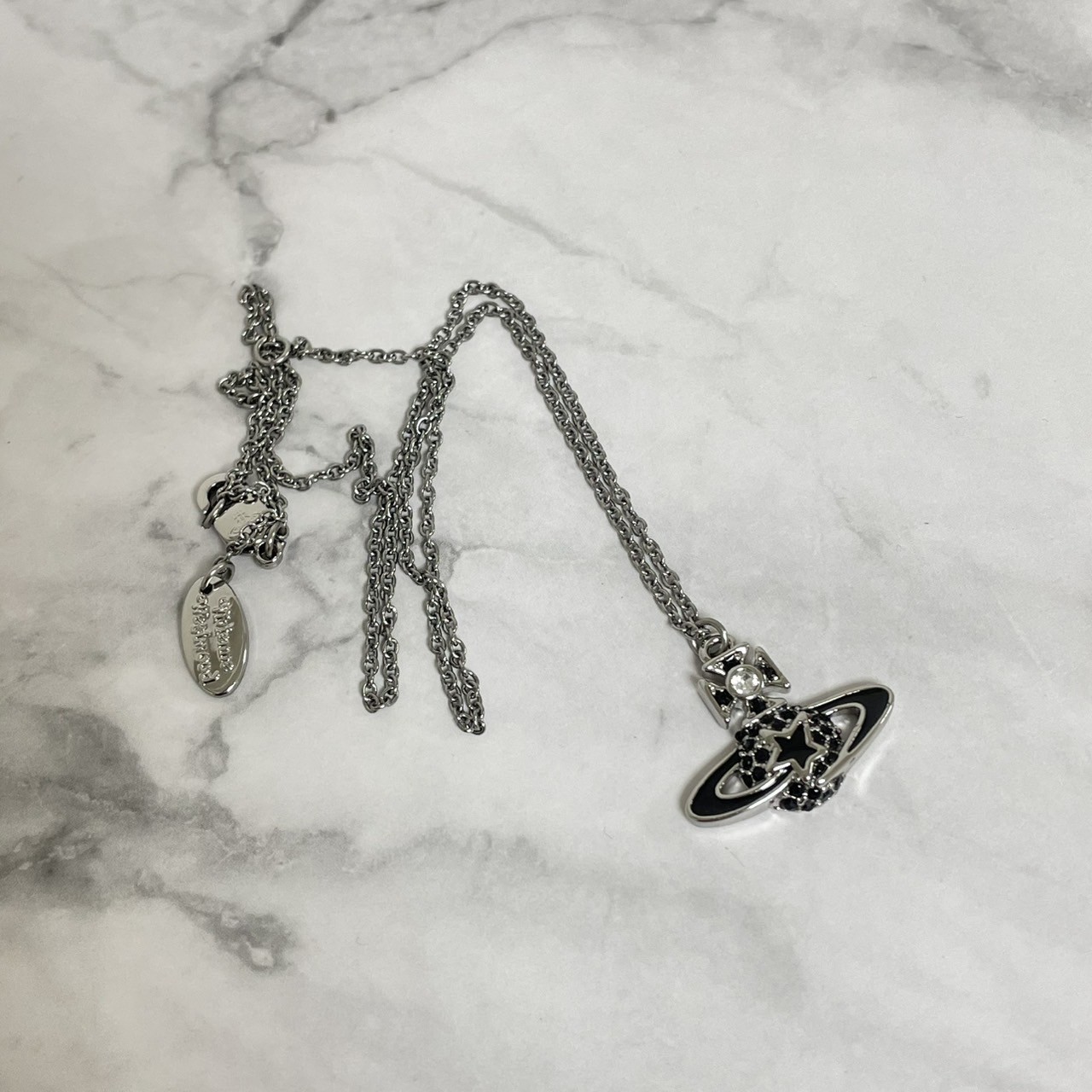 Vivienne Westwood Necklace Shooting Star Orb Black 46cm w/Pouch NO BOX
