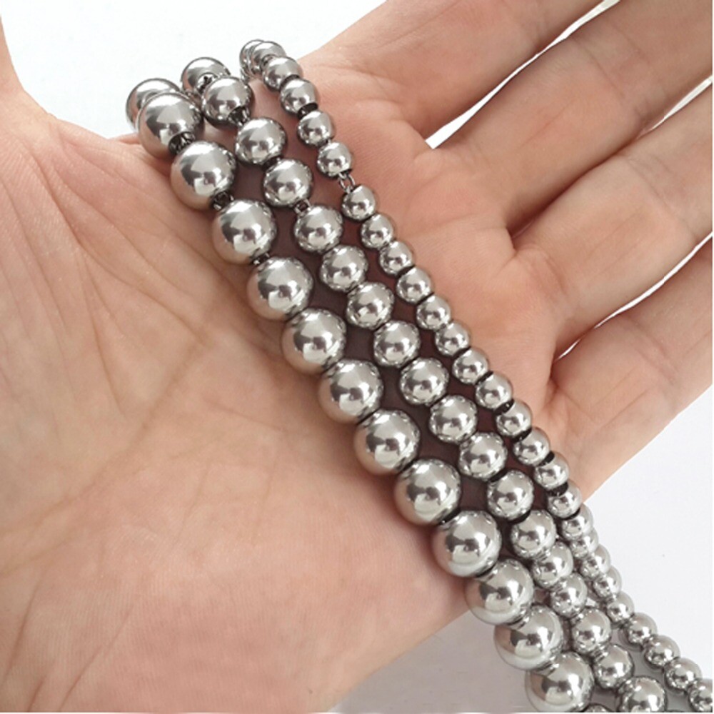 6/8/10mm Fashion Stainless Steel Solid Heavy Bead Ball Chain Necklace Never Fade
