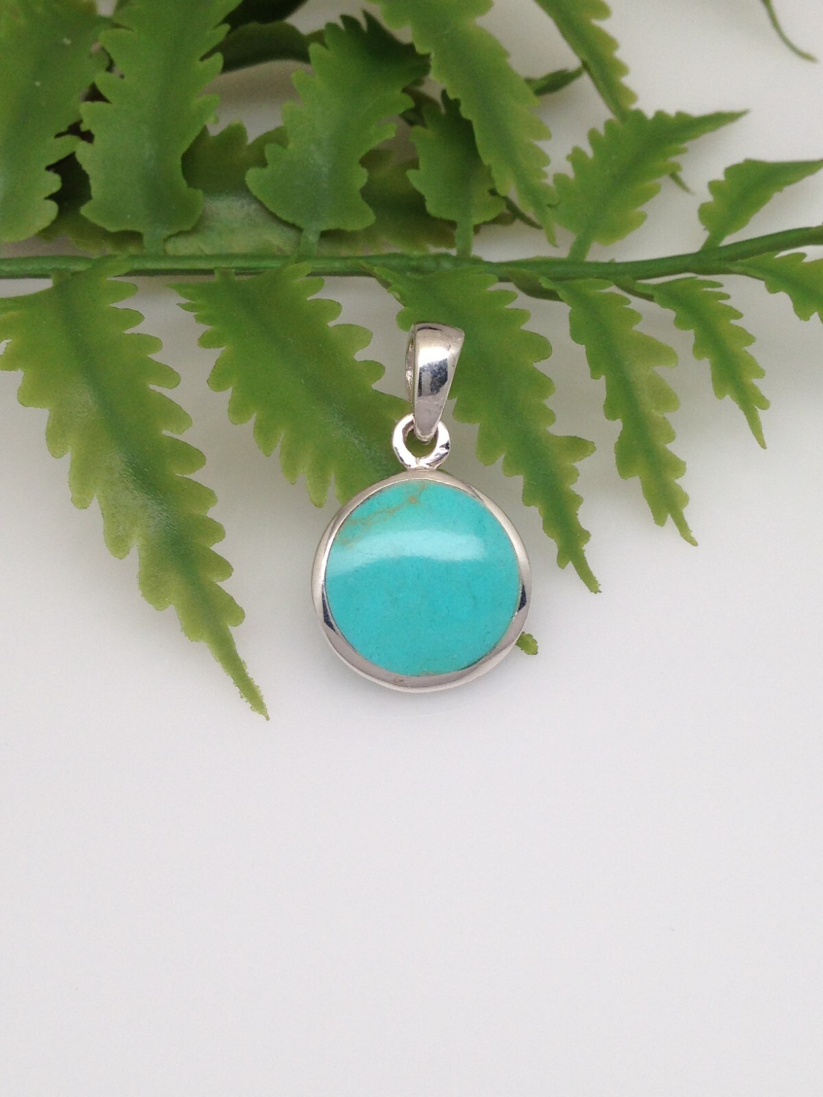 925 Sterling Silver Ocean Wave Turquoise Pendant Two Sided Women 14mm0.55″/24mm