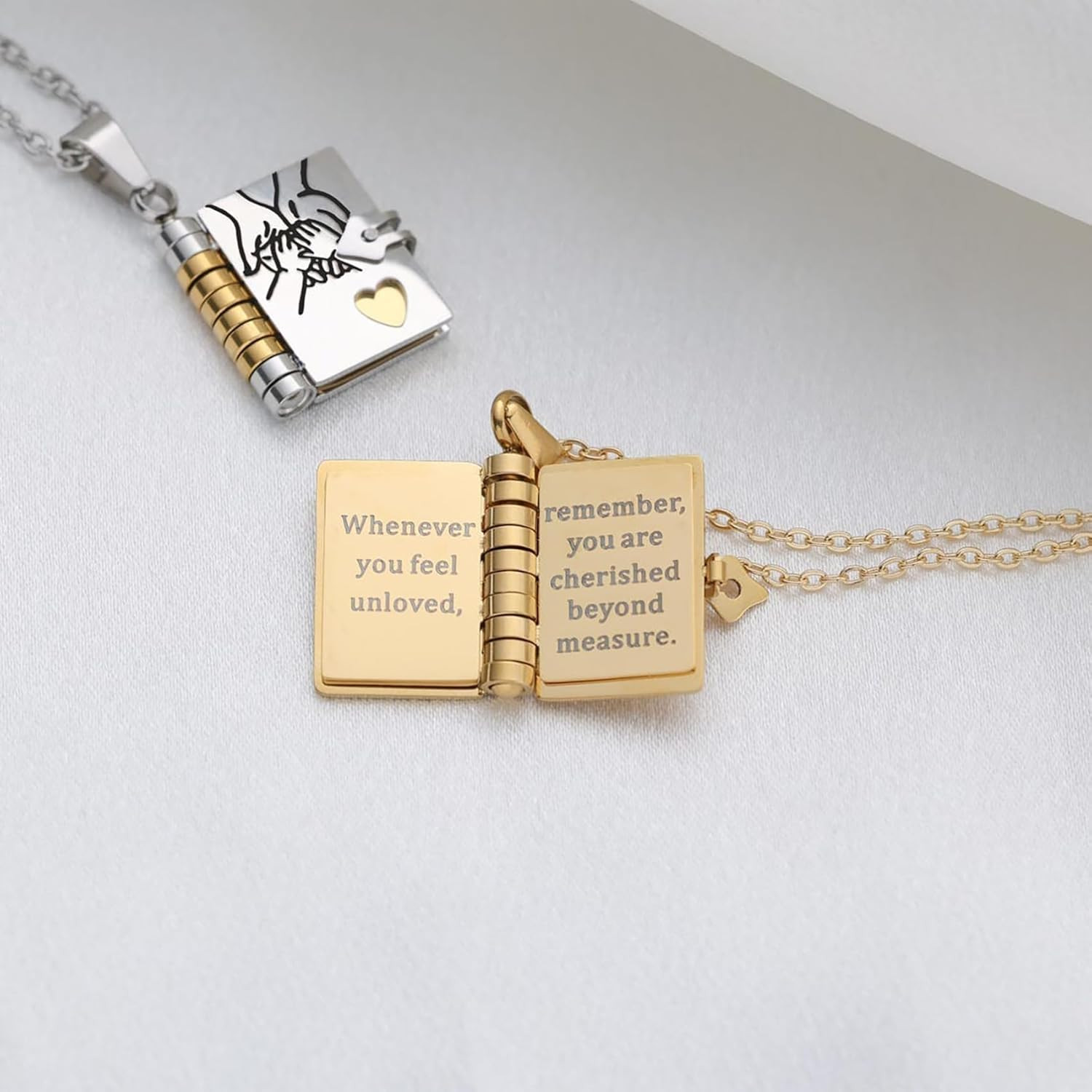 Book Necklace for Daughter Engraved Pages Gift Jewelry Adjustable Chain