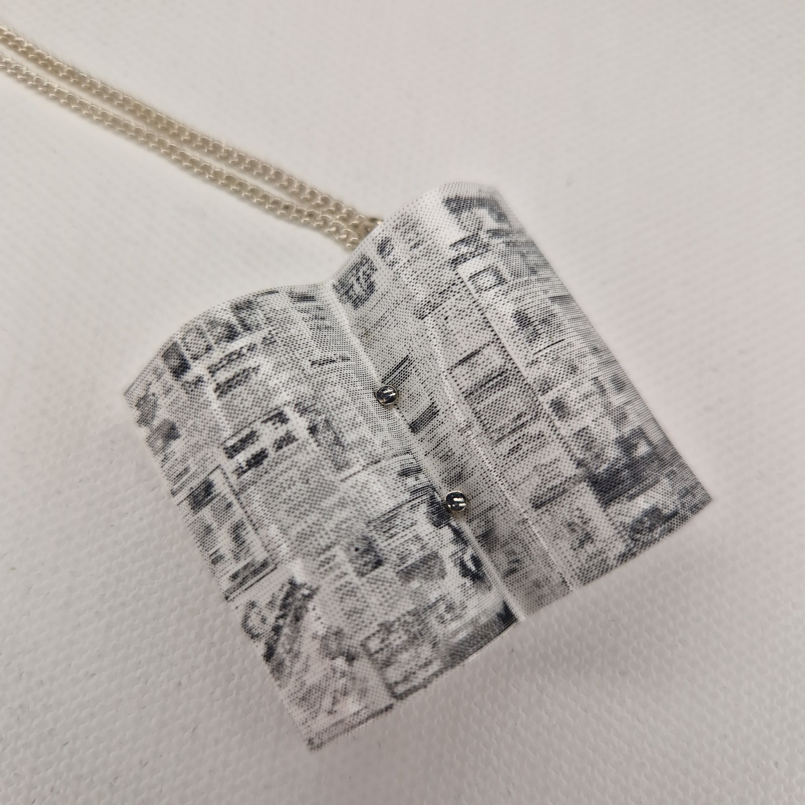 Tatty Devine Open Book Pendant Necklace Acrylic White Metal 60cm Long