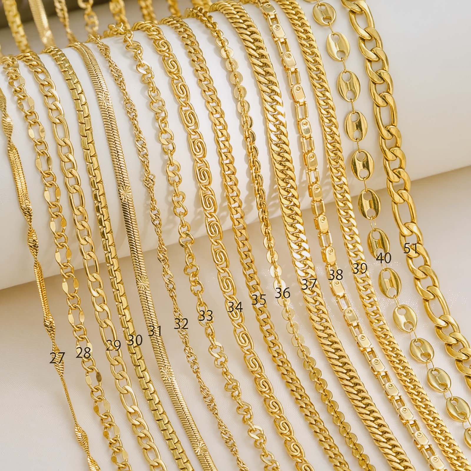 18K Gold Plated Stainless Steel Chain Necklace Cuban Rope Snake Cable Unisex