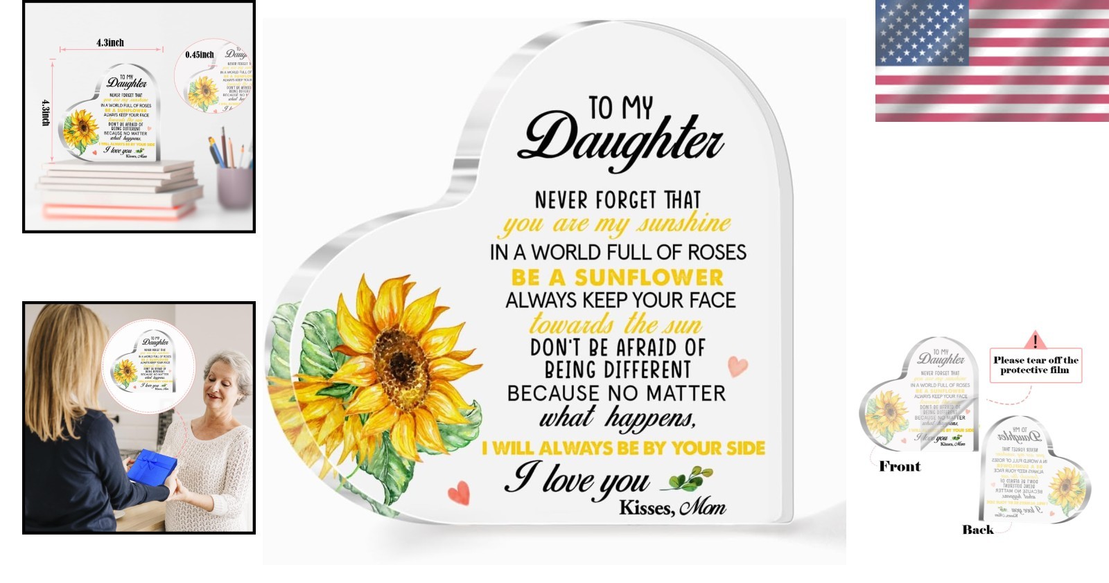 Meaningful Acrylic Heart Plaque – Perfect Gift for Daughters’ Birthdays and More
