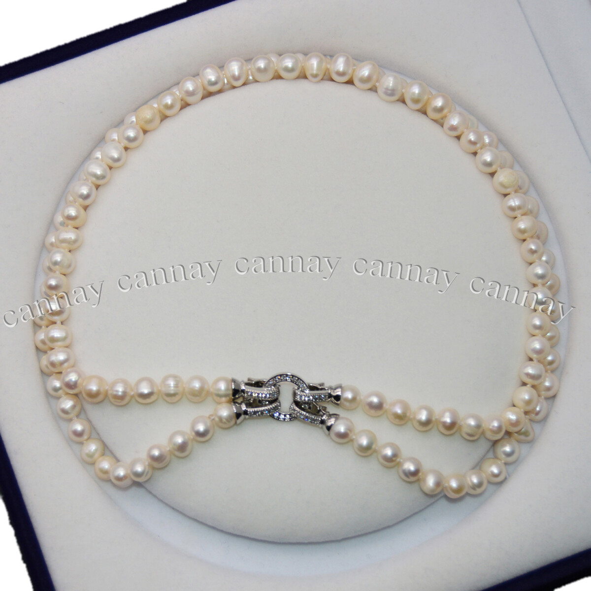 2 Strands Real Natural 7-8mm White Freshwater Cultured Pearl Necklace 18-20”