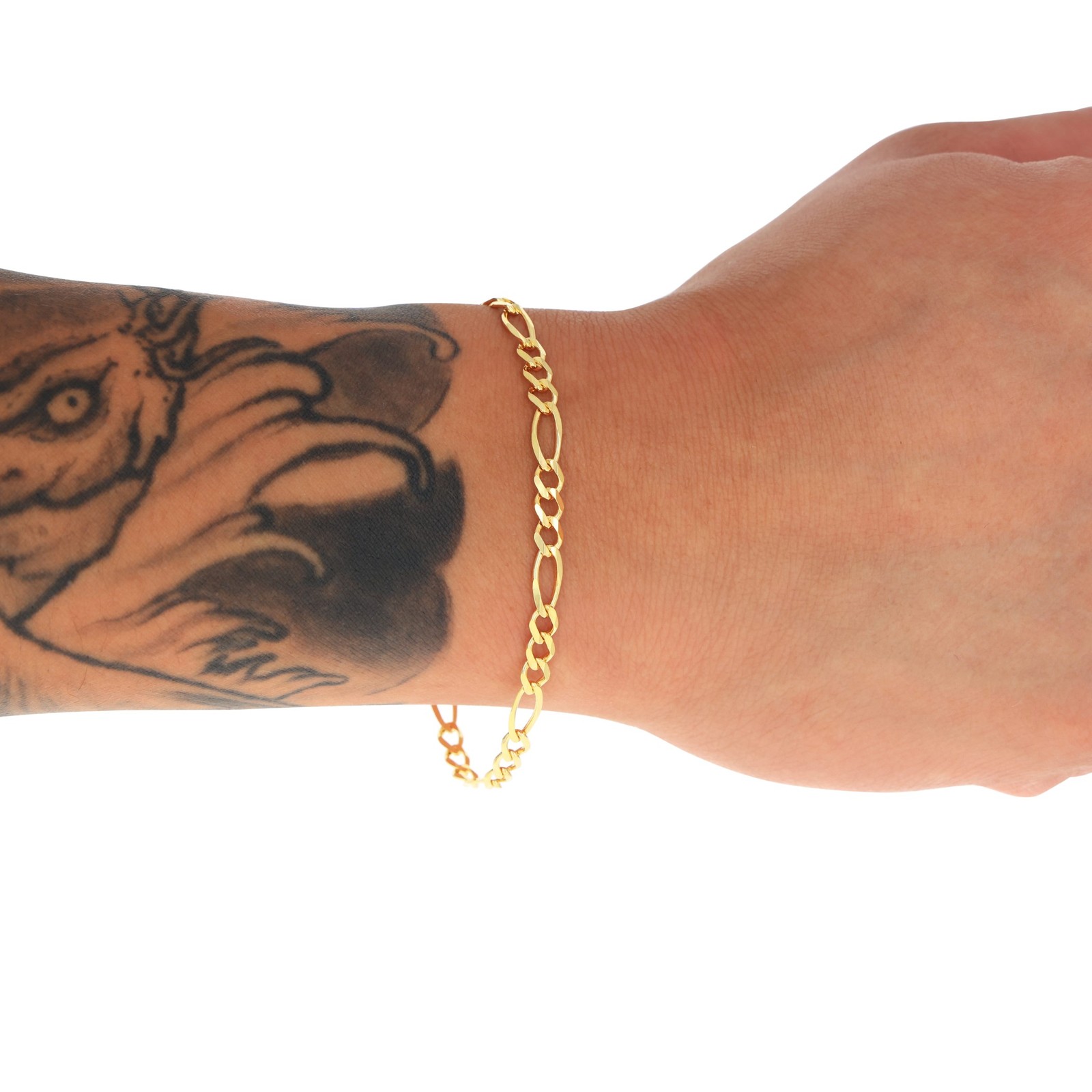 10K Yellow Gold Solid 2.75mm- 9.5mm Figaro Link Chain Bracelet Mens Womens 7″-9″