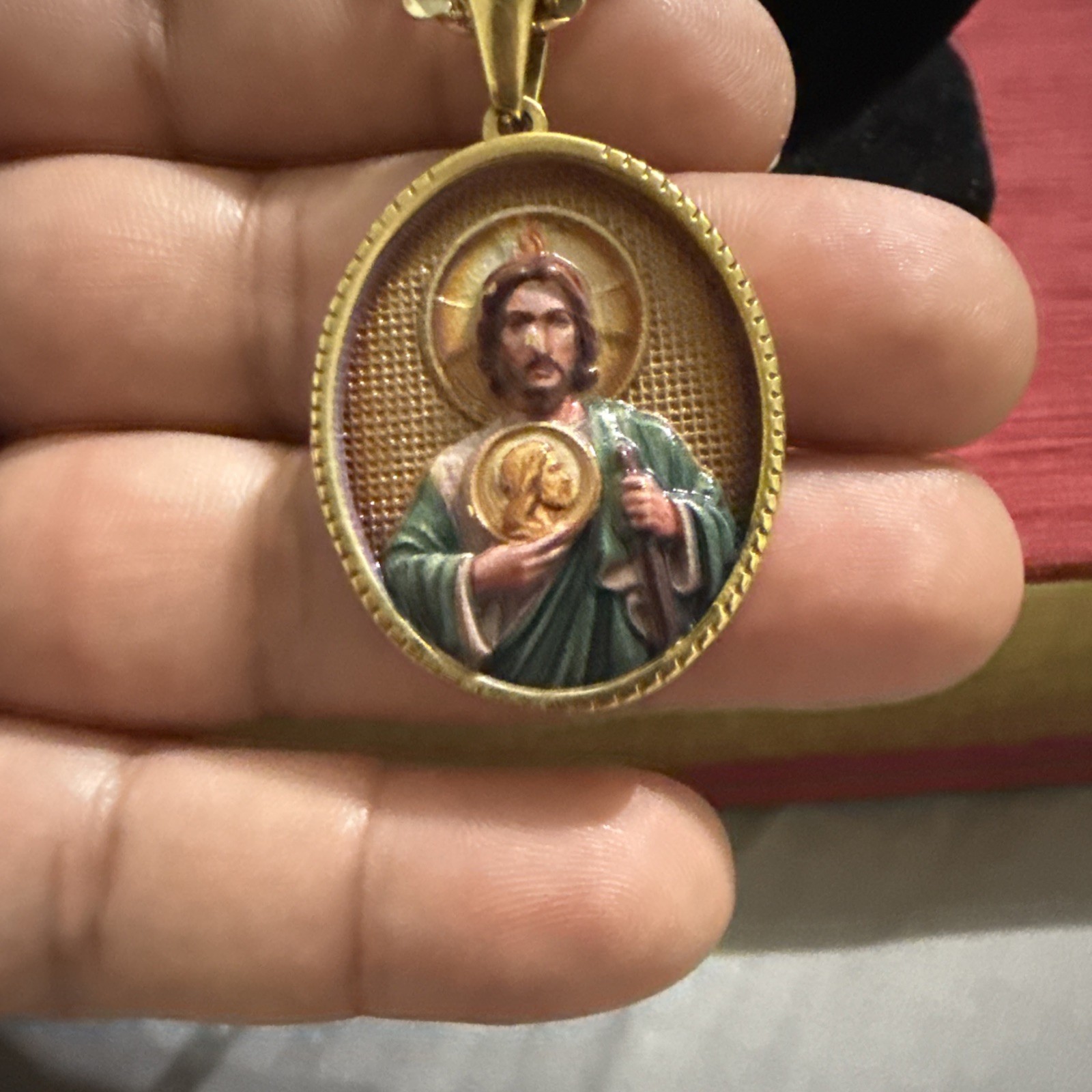 Xuping XP Sacred Heart of Jesus Figaro Chain Gold Plated Pendant Necklace New