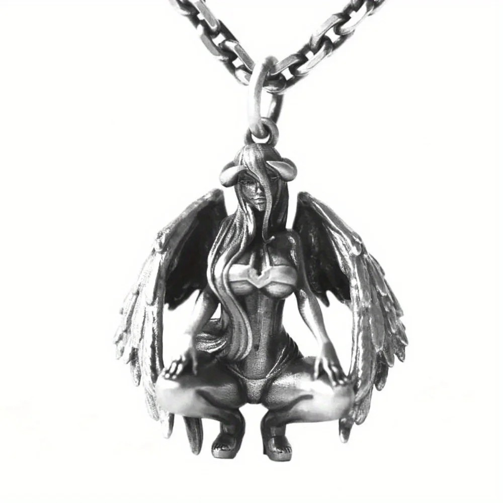 Men’s Stainless Steel Devil Angel Necklace Pendant Jewelry Fashion Chain