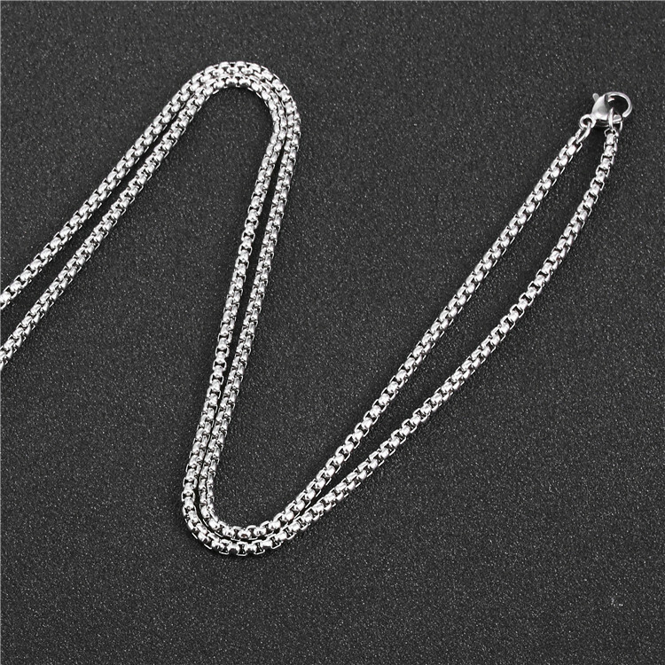 Round Box Chain Stainless Steel Necklace Silver Men Women 16″-32″ Deziloo