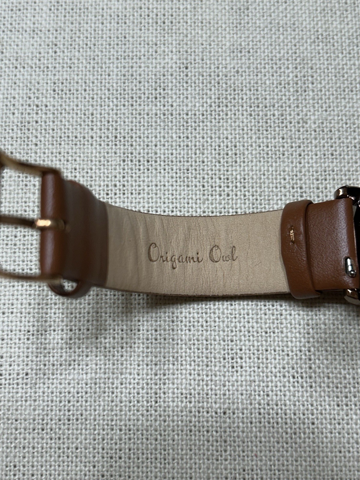 Origami Owl LK5010 Signature Chocolate Watch Metallic Crystals/Leather Band”New”