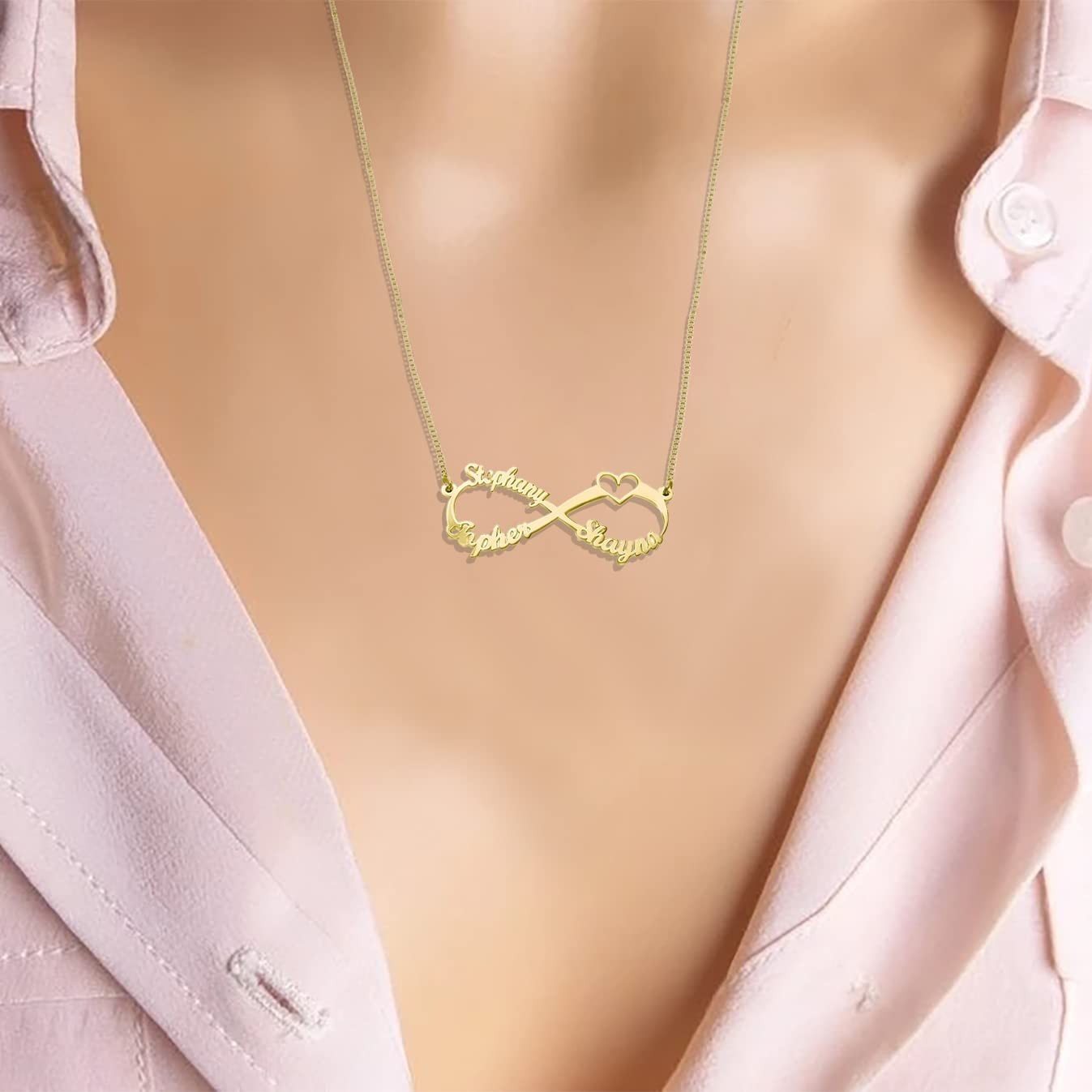 Personalized Infinity Family Name Necklace Pendant Custom Made with Any Names