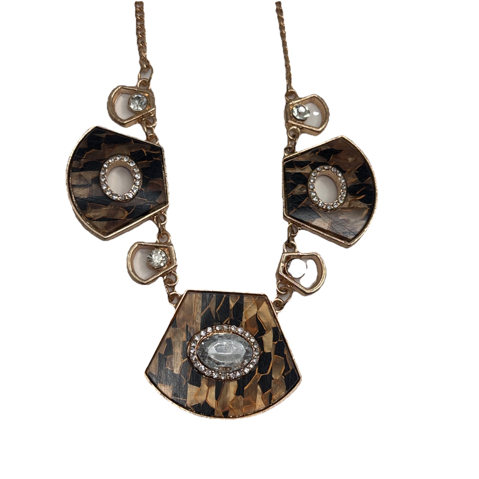 Gold Necklace 16” With Pendants And Stones