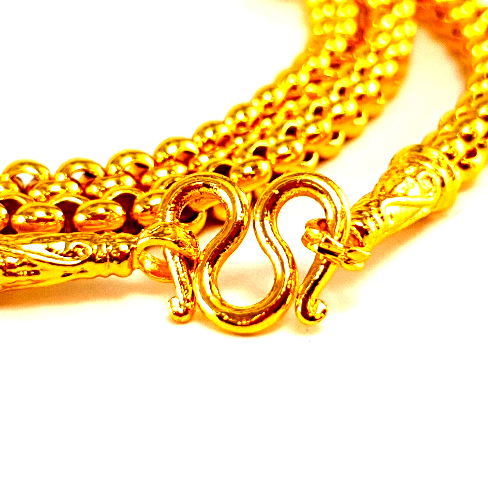 Gold Color Plated Brass Unisex Adult Charm Necklace Fashion Jewelry 24″ 5 MM.