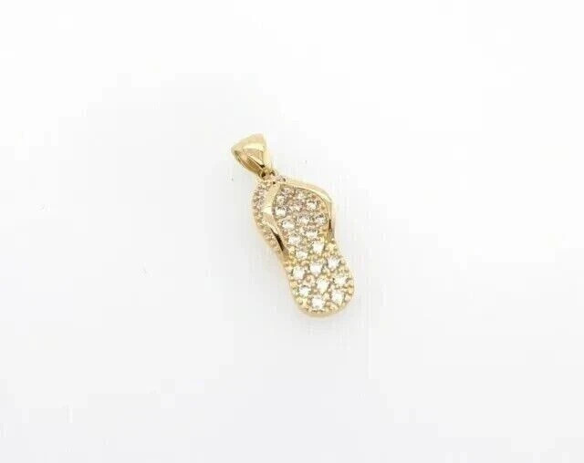 1.00Ct Round Simulated Diamond Flip Flop Pendant Necklace 14k Yellow Gold Plated