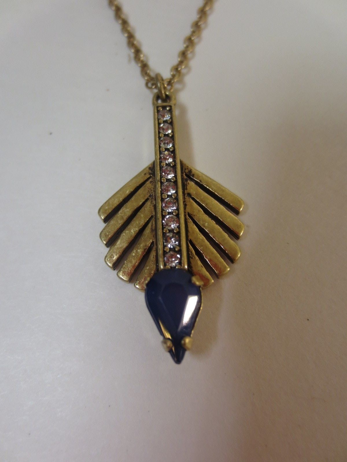 Banana Republic Feather Beaded Pendant Necklace Size One Size NWT $79.50