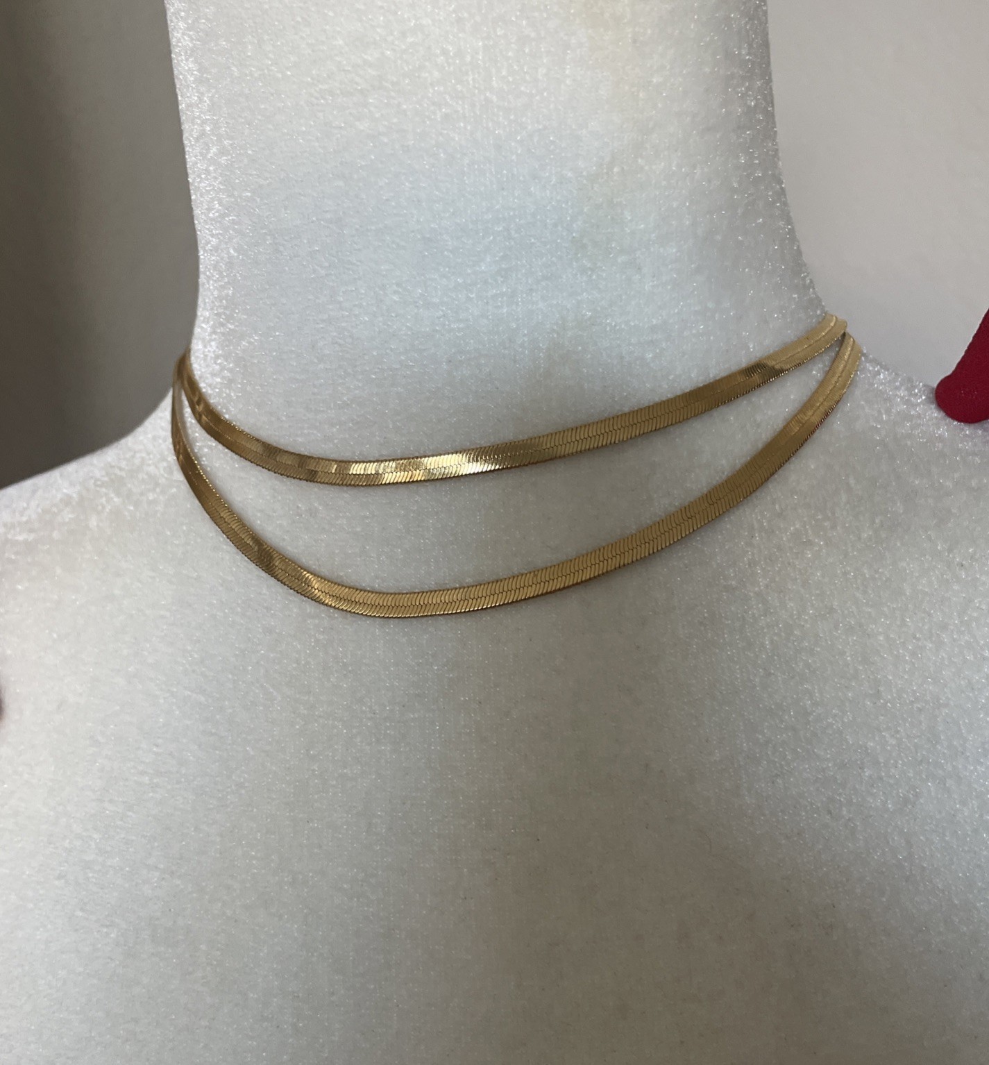 VTG Napier Chain Necklace 29” Flat Herringbone Gold Tone Designer Signed Retro