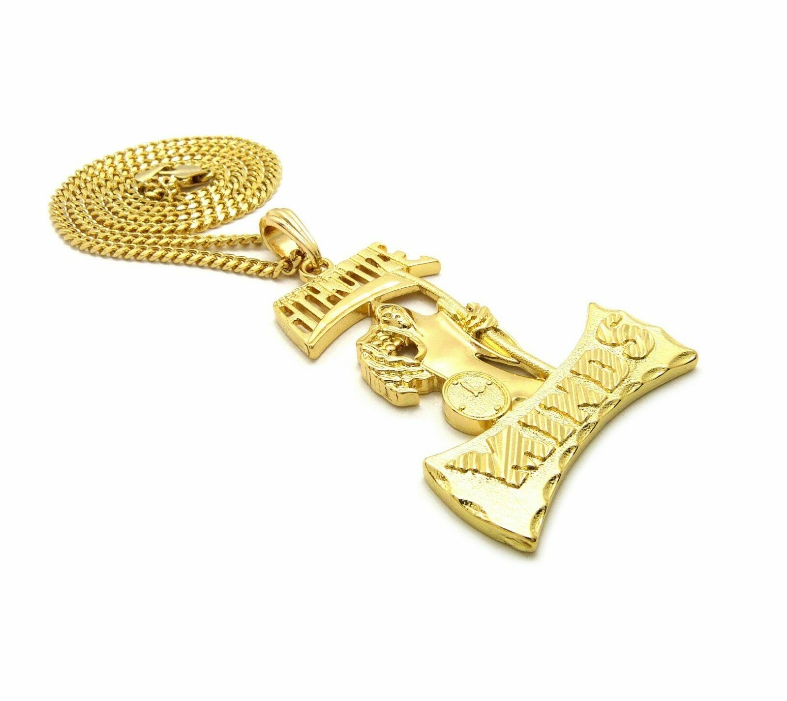 HIP HOP GOLD PLATED HYPNOTIZE MINDS PENDANT & 3mm 24″ CUBAN CHAIN BLING NECKLACE