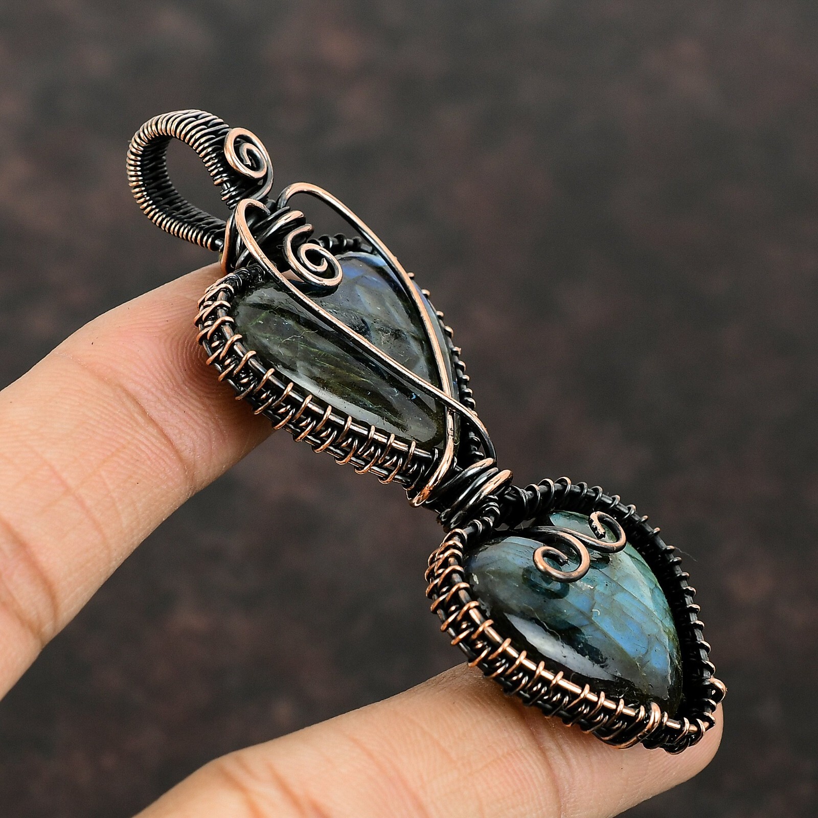 Women Day Gift Labradorite Jewelry Copper Wire Wrapped Pendant For Women 3.31″