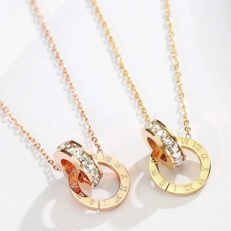 18K Gold Plated Stainless Steel Interlocking Circles Infinity Style Roman