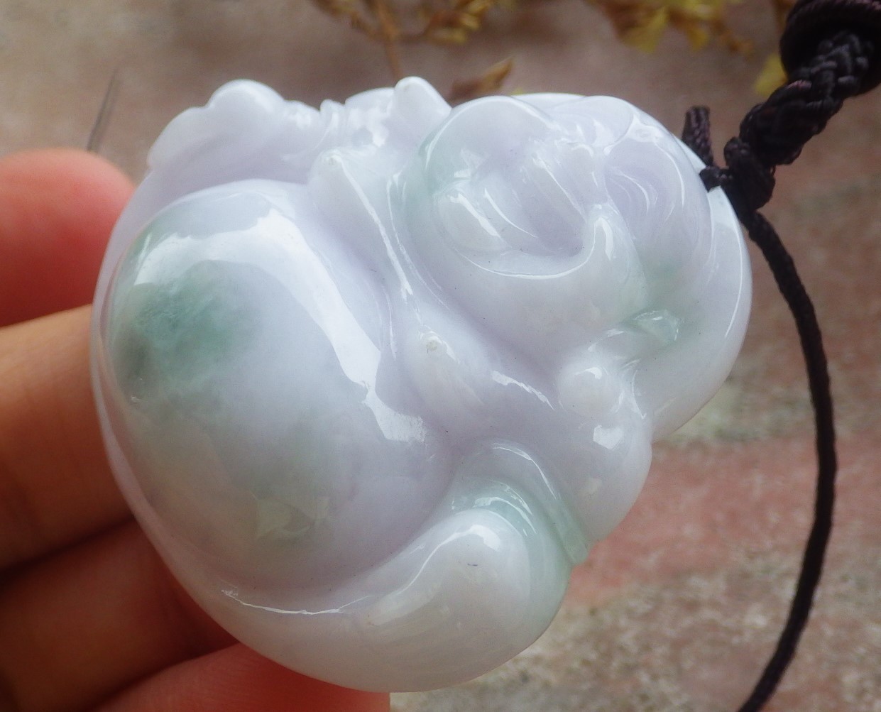 Video Certified Green Natural A Jade jadeite Pendant Buddha God 开心佛 133439