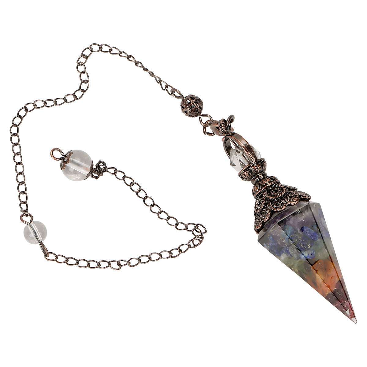 Natural Quartz Crystal Pendulum Healing Chips Stone Reiki Chakra Chain Pendan