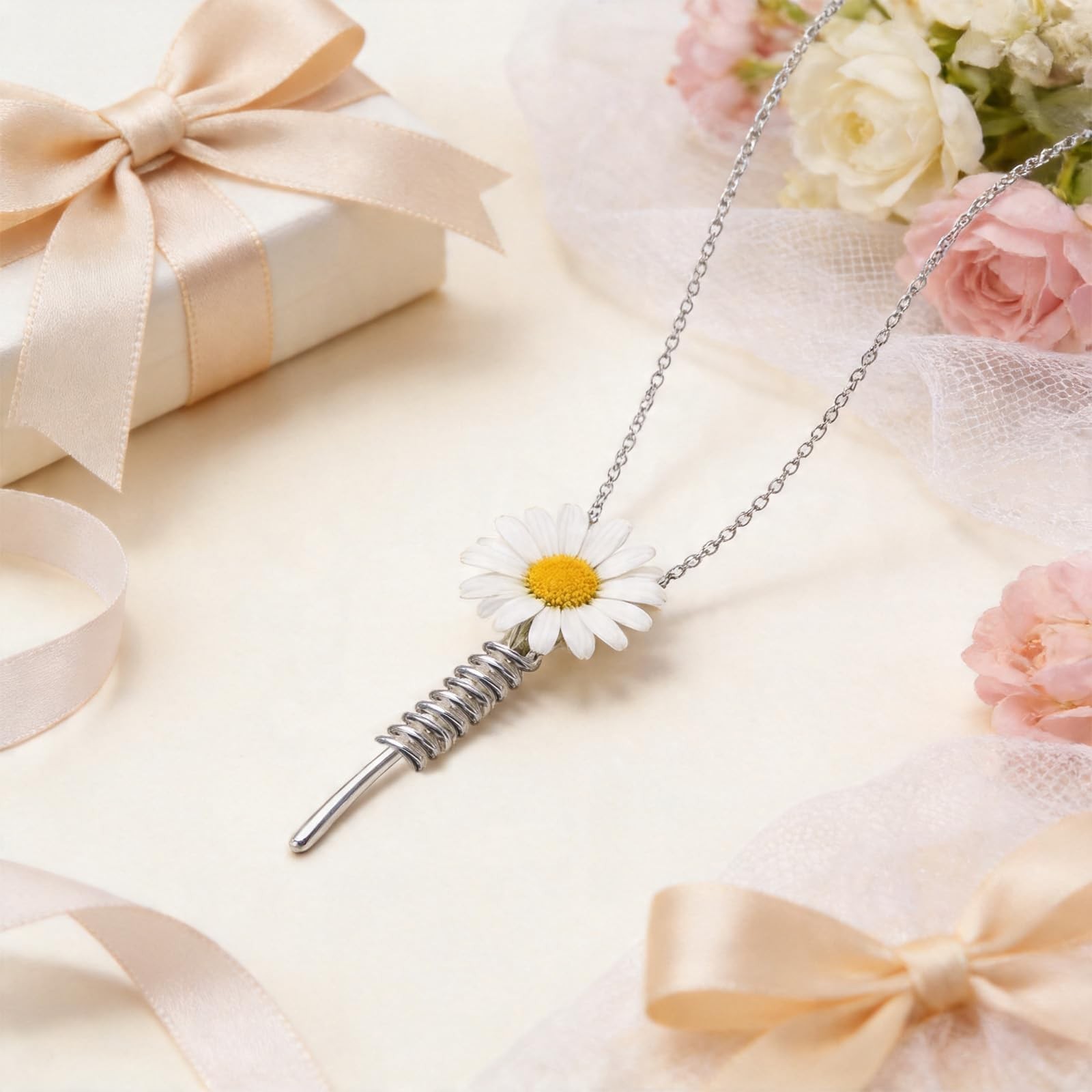 Flower Holder Necklace Spiral Flower Bouquet Necklace Creative Floral Vase Ne…