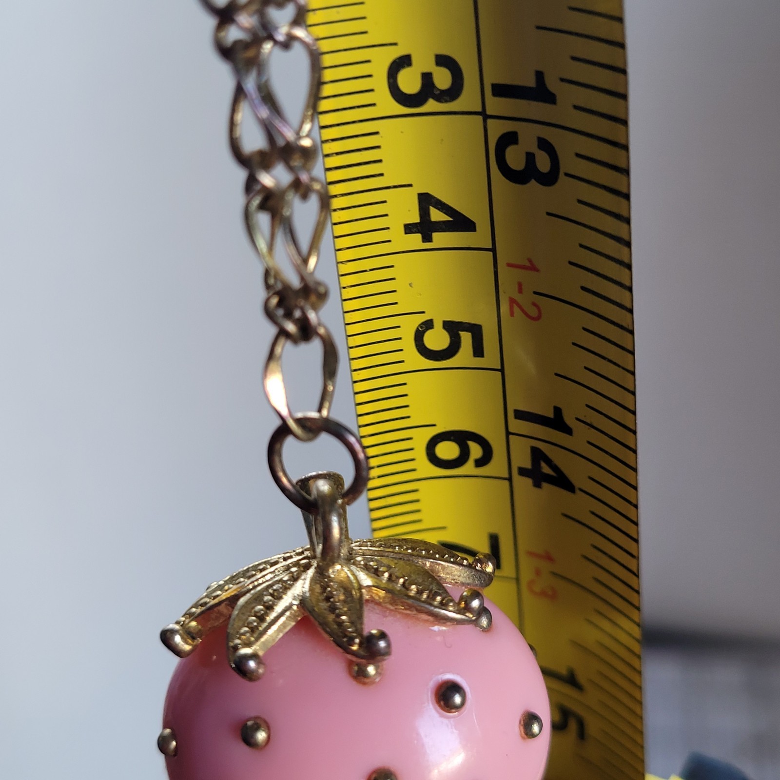 Pink and Gold Studded Strawberry Necklace