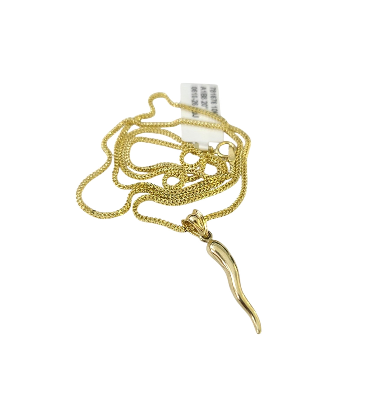10K Yellow Gold Franco Chain Italian Horn Pendant 1mm 16 18 20 22 24 Women Men